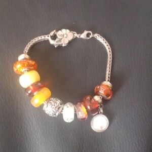 Trollbeads Yellow and Orange With Mustard Seed Beaded Bracelet
